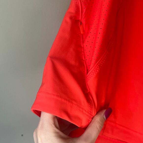 Athleta Neon Orange 1/4 Zip 1/4 Sleeve Top Size Small - Picture 12 of 12